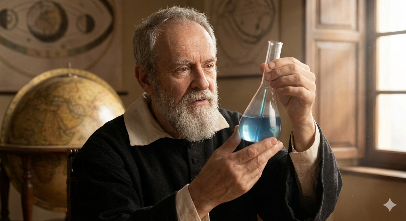 Científico del Siglo XVII midiendo el calor